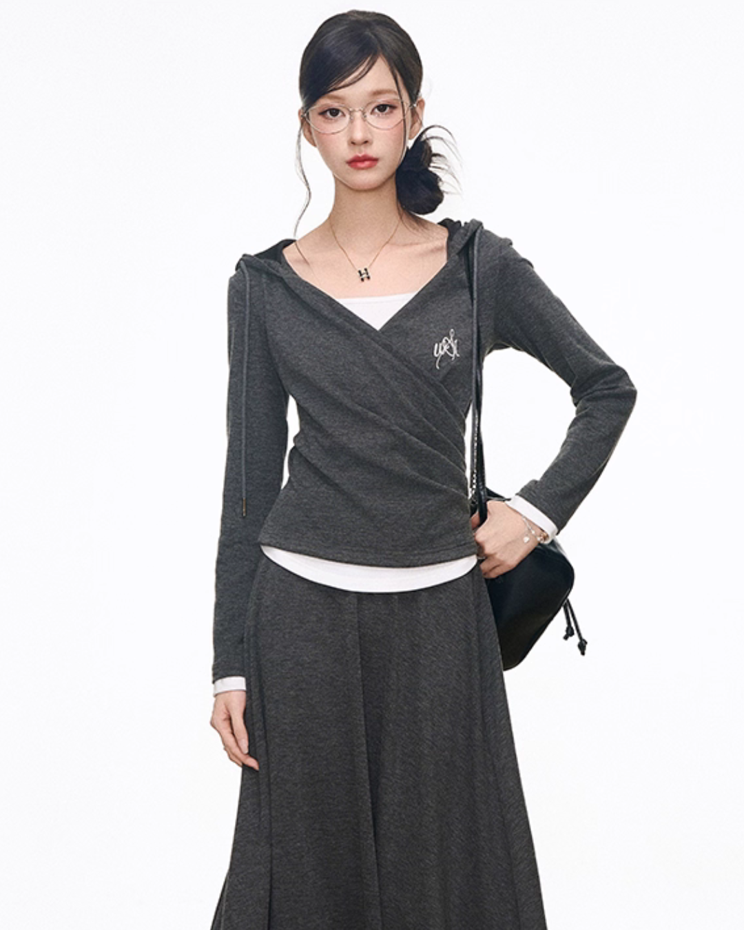 Drape Hood Top / Long Loose Skirt / Wide Pants WEO0073