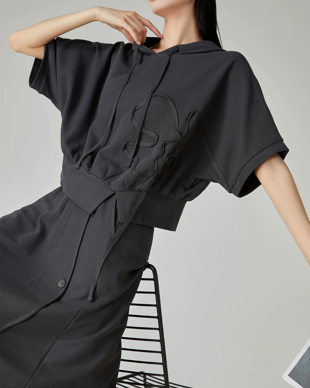 Short-Sleeve Sweatshirt Hoodie / Wrap Skirt FER0278