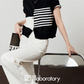 Color Block Stripe Knit / White Denim Pants LLA0496