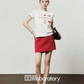 Graphic Short-Sleeve T-Shirt / Polka Dot Mini Skirt LLA0650