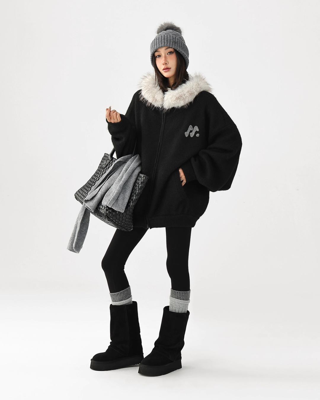 Fur Hood Knit Hoodie ACS0344
