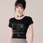 Cropped Lace Crew Neck T-Shirt KLS0004