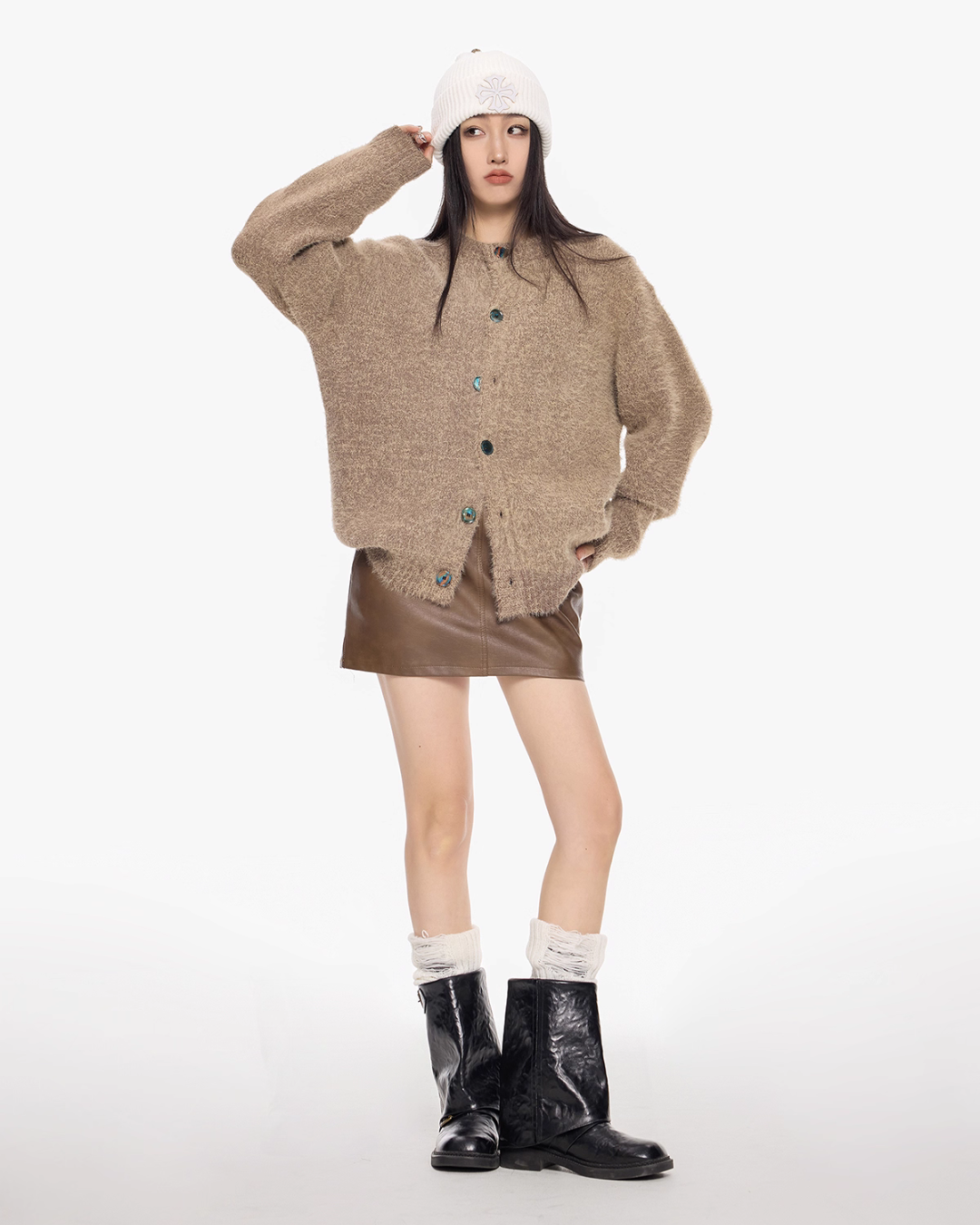 Round Neck Knit Cardigan ICM0101