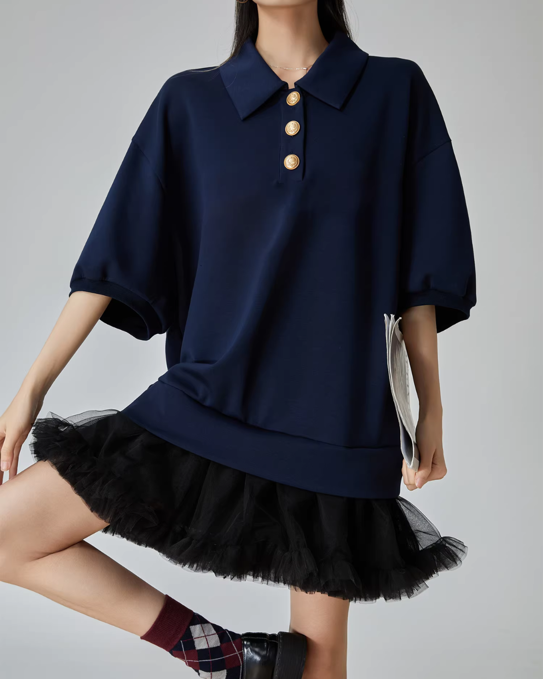 Mixed Material Docking Mini Dress FER0114