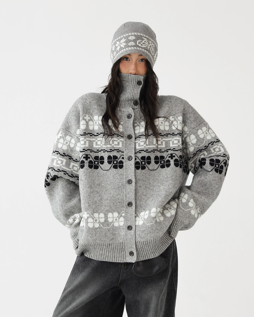 Jacquard High Neck Knit ACS0322