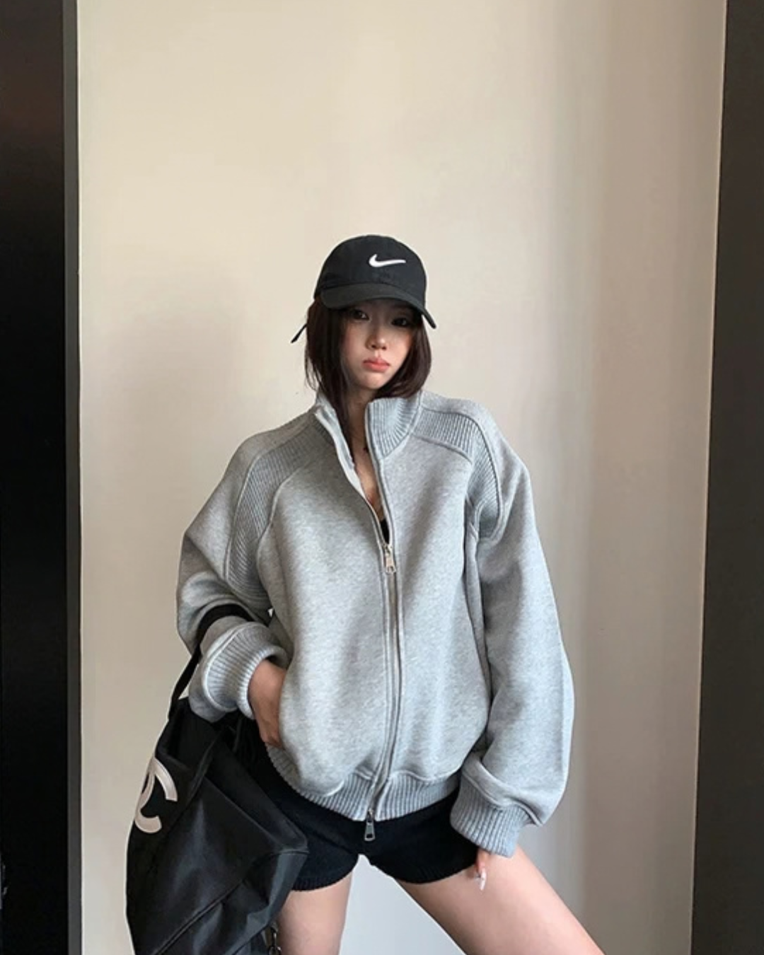 Rib-Knit Switch Zip-Up Blouson YLS1056