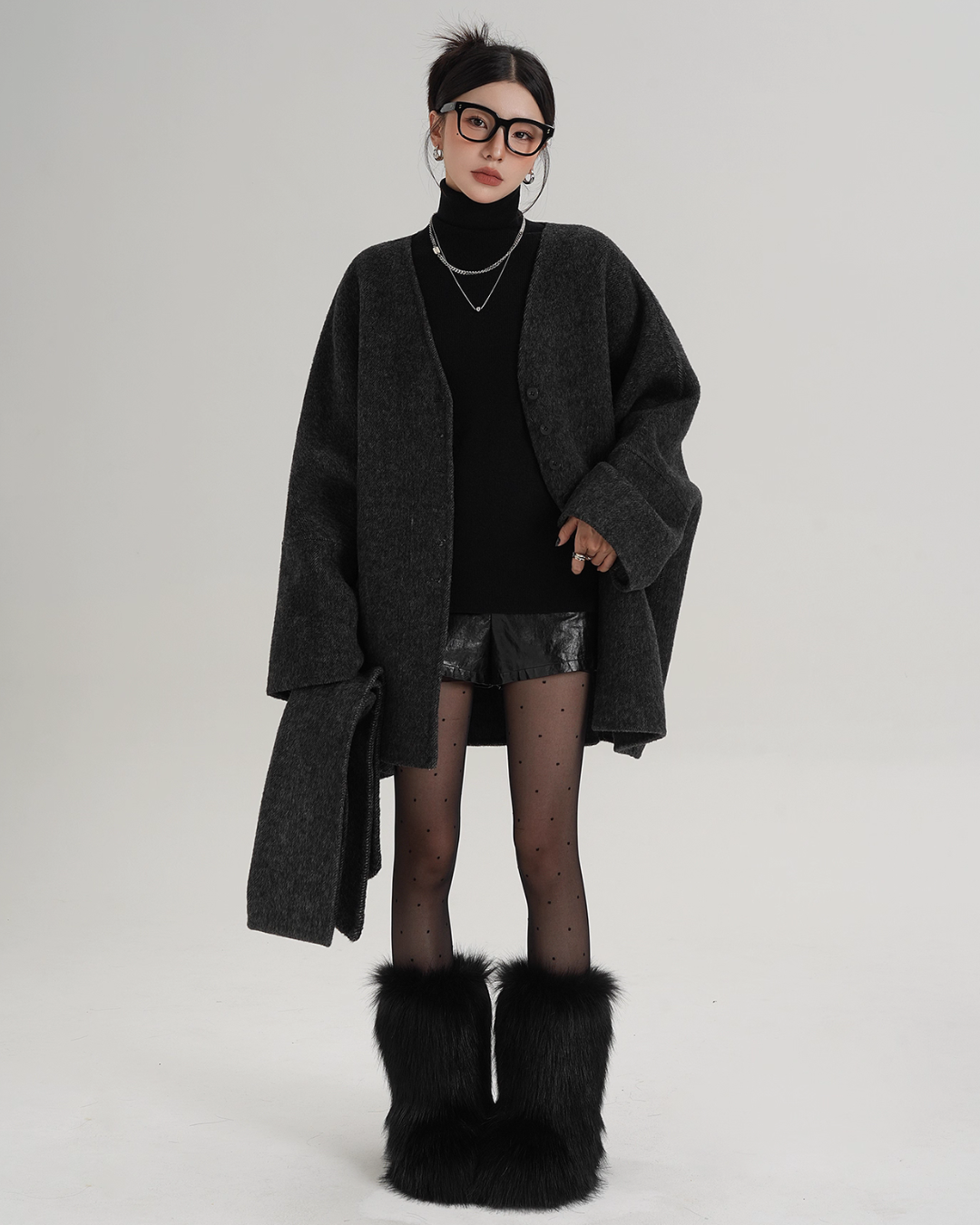 Collarless Wool Coat SRS0367