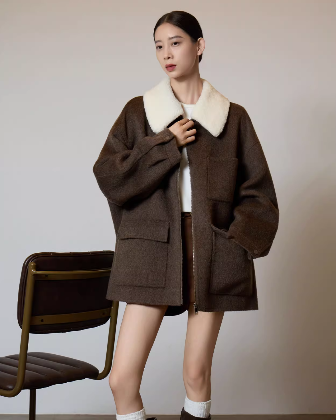 Fur Collar Suede Jacket SUY0011