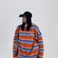 Border Shaggy Knit Tops YLS0713