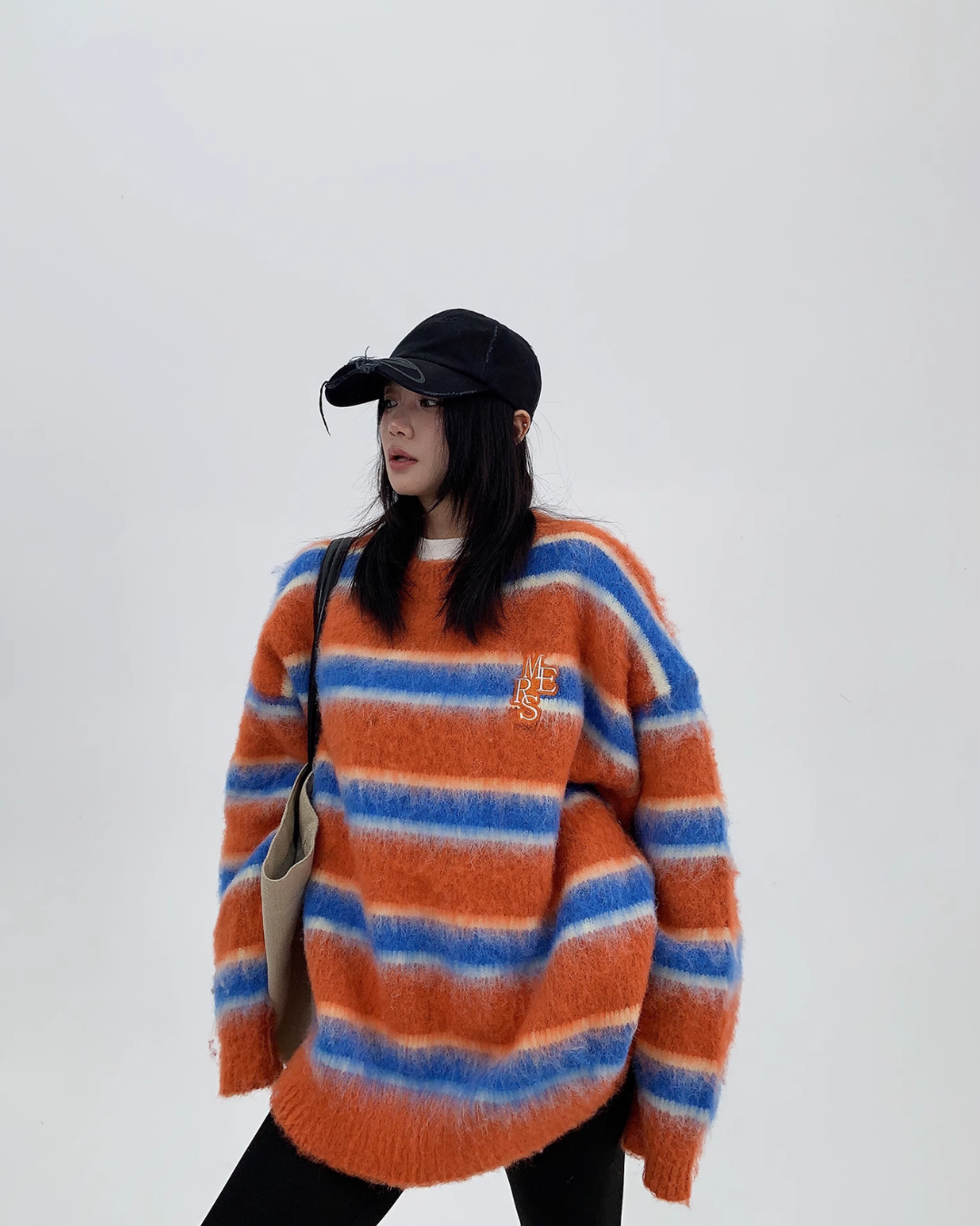Border Shaggy Knit Tops YLS0713