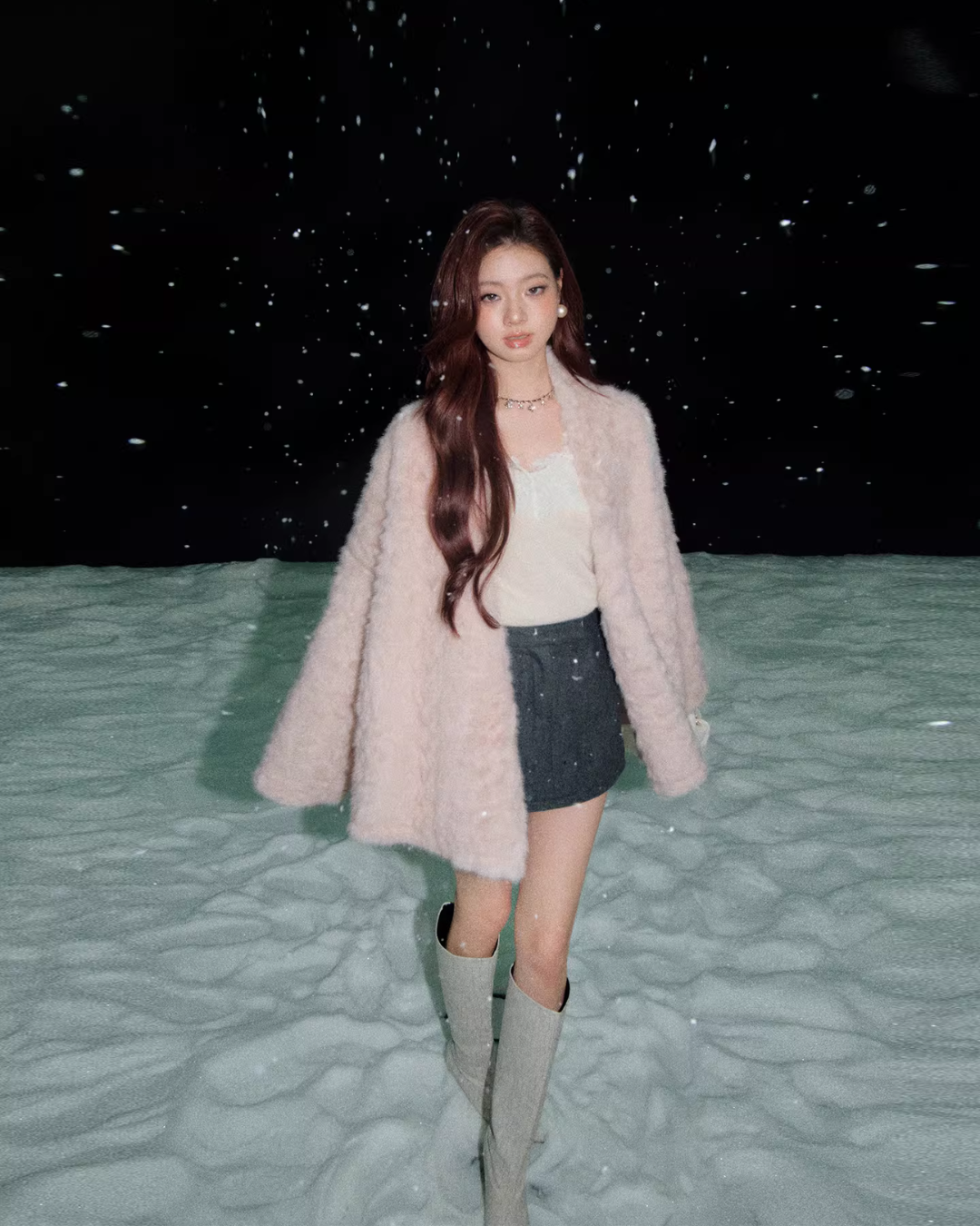 Collarless Fur Coat/Mini Skirt OLD0003