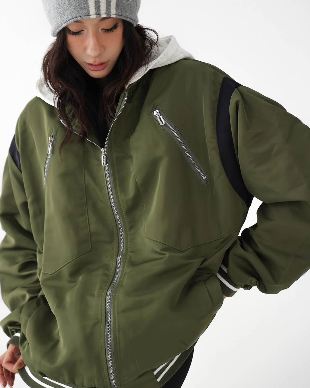 Retro Color Patchwork Hood Jacket ACS0286