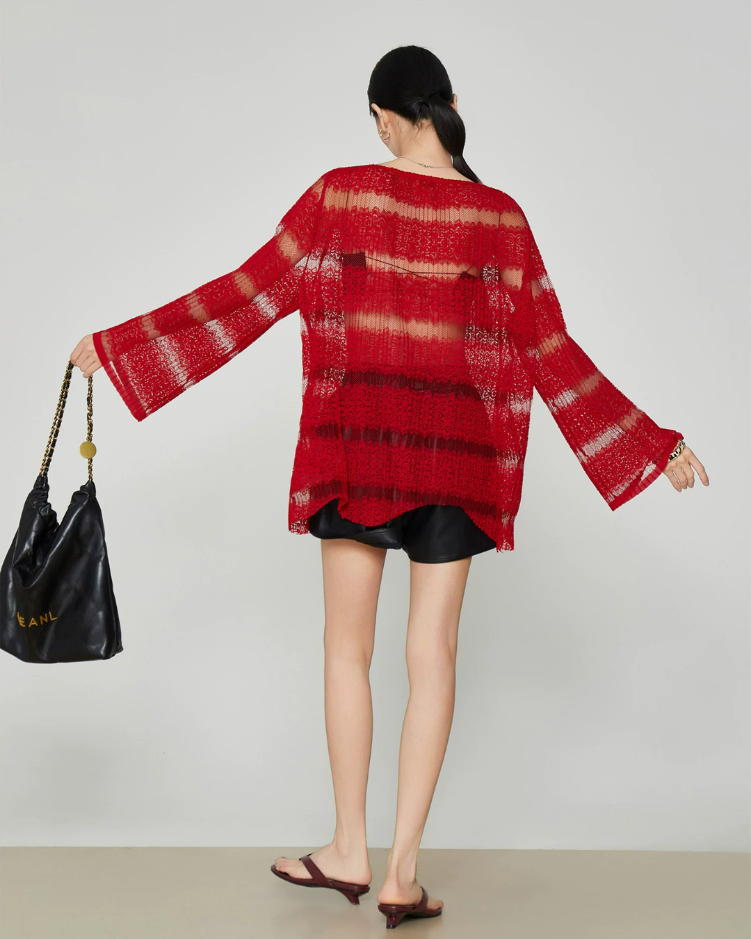 Multi-Border Openwork Oversized Knit FER0364