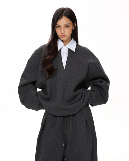 V-Neck Knit Top / Loose Sweatpants VAT0008