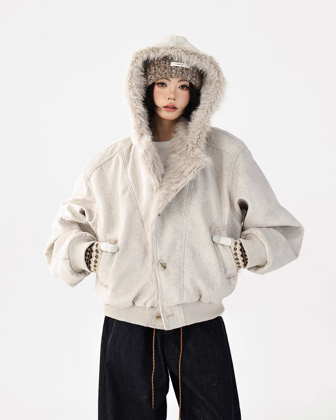 Fur Collar Patchwork Jacket ACS0348