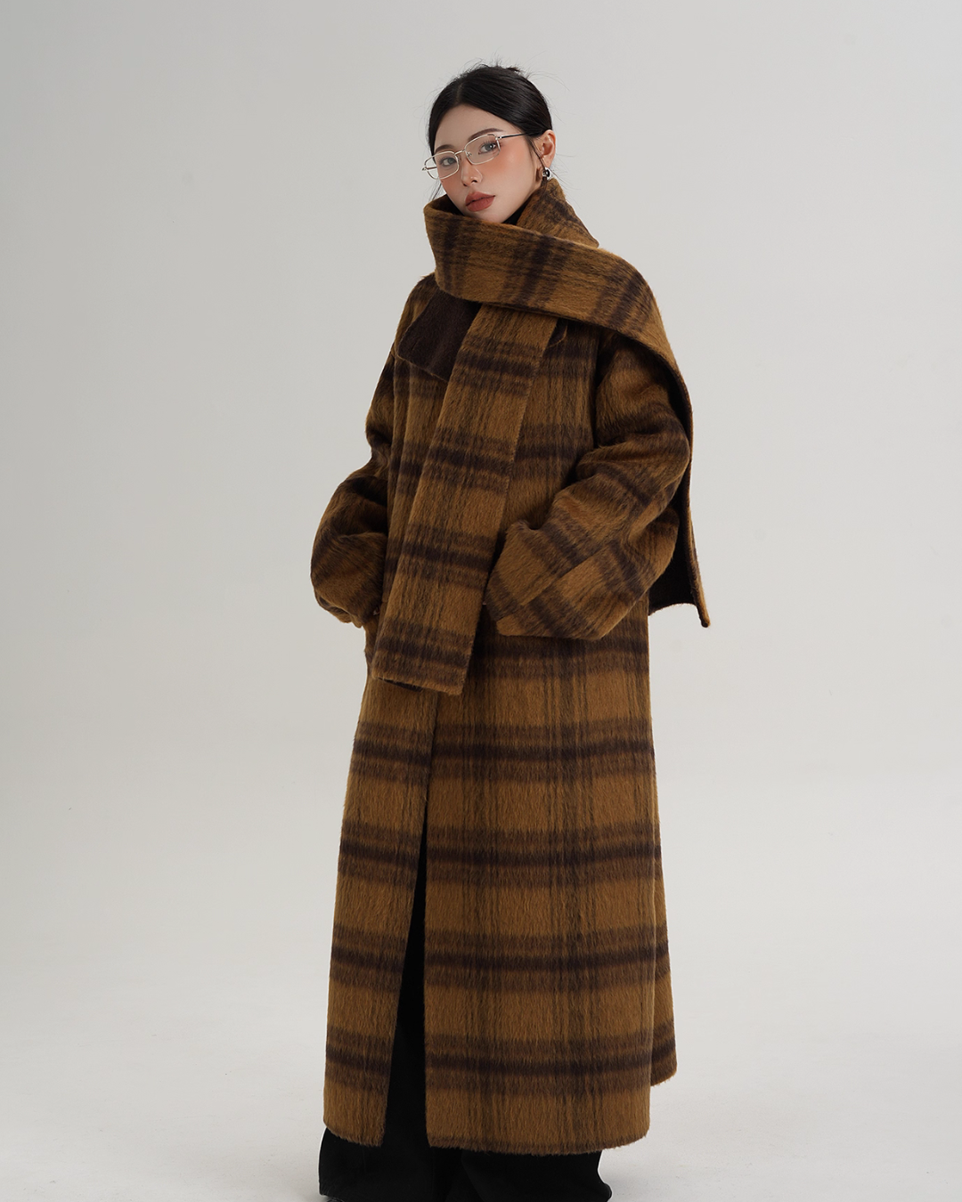 Plaid Long Wool Coat SRS0390