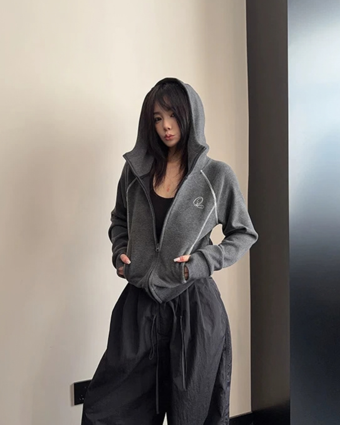 Color-Contrast Stitch Short Jacket YLS1045