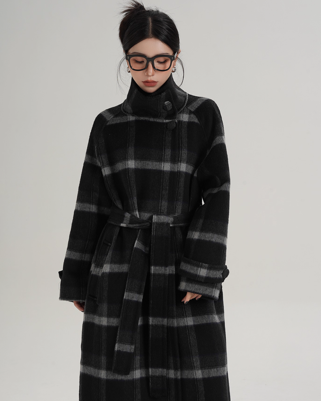 Stand Collar Paid Long Coat SRS0391
