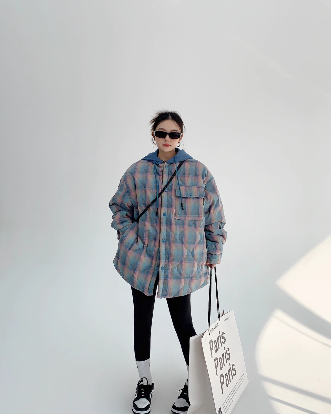 Oversized Quilted Plaid Jacket YLS0462