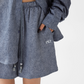 Dark Blue Drape Shirt / Waide Long Pants  ACS0264