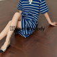 Border Short Sleeve Knit Dress LLA0440