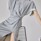 Gray Irregular Short-Sleeve Dress FER0049