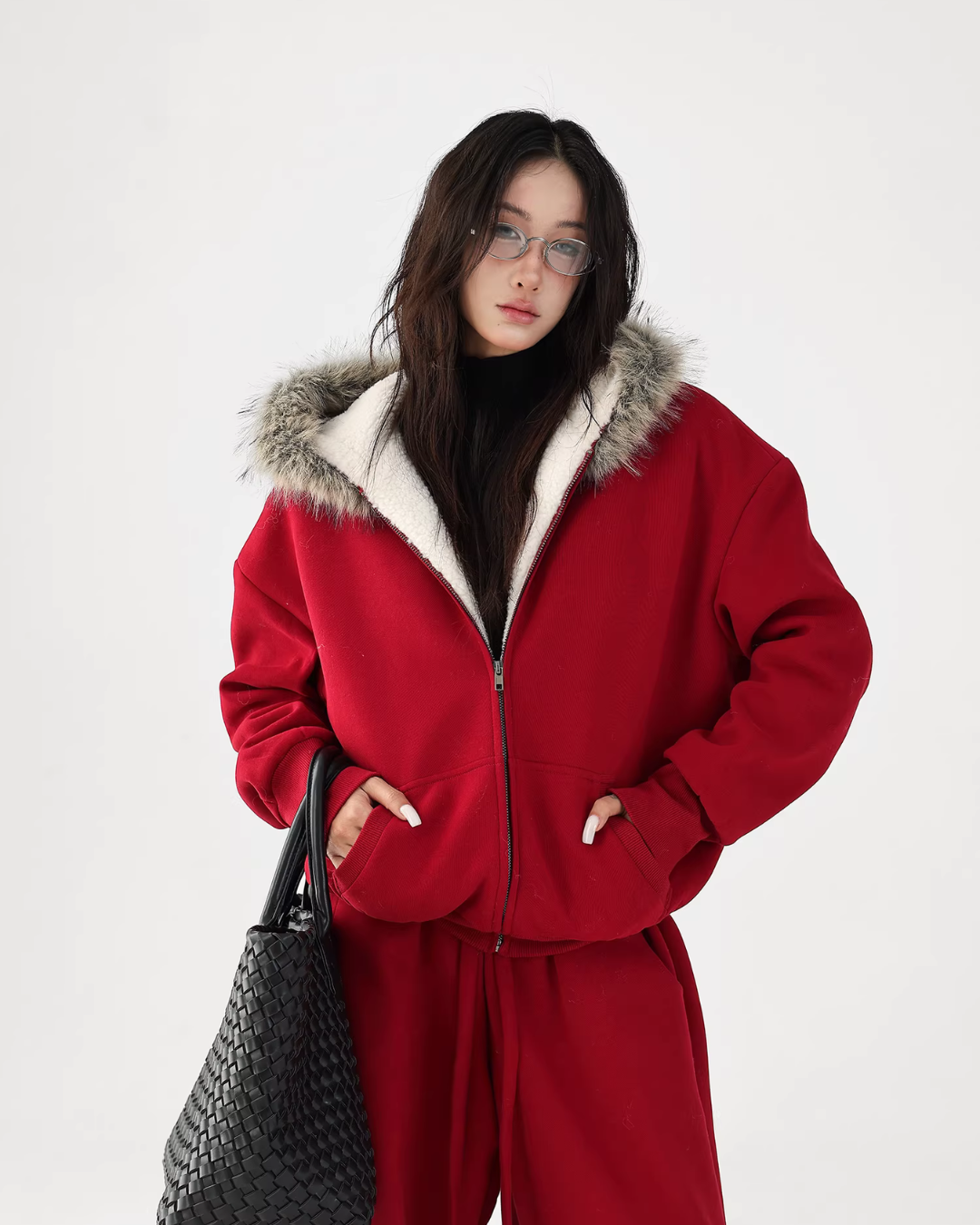 Fur Collar Fleece Hoodie/Casual Pants ACS0349