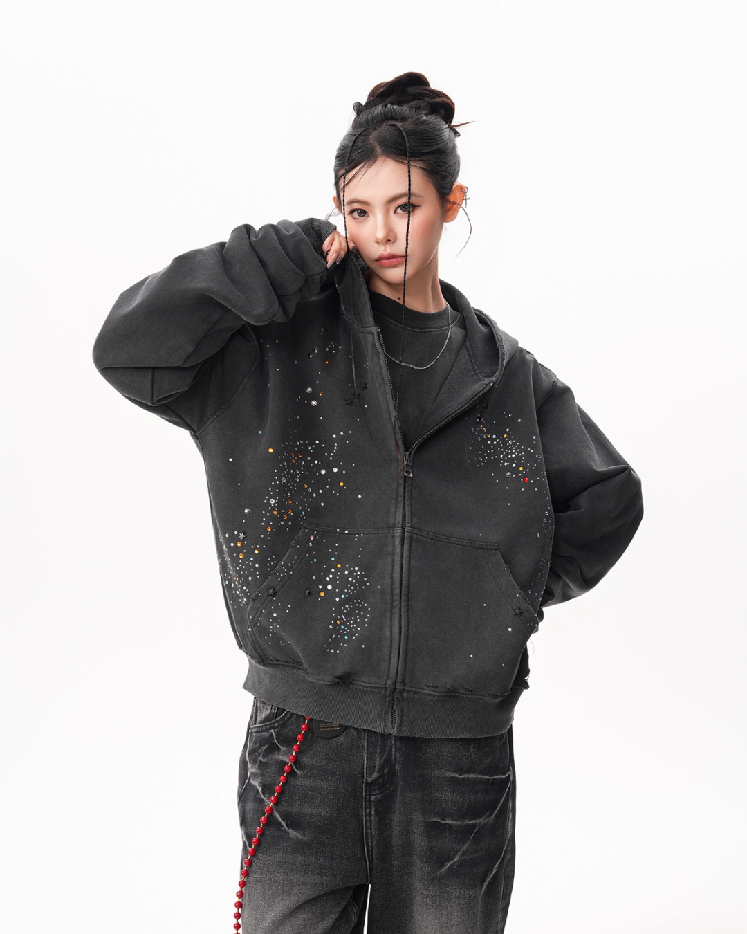 Vintage Sequin Zip Hoodie BWA0001