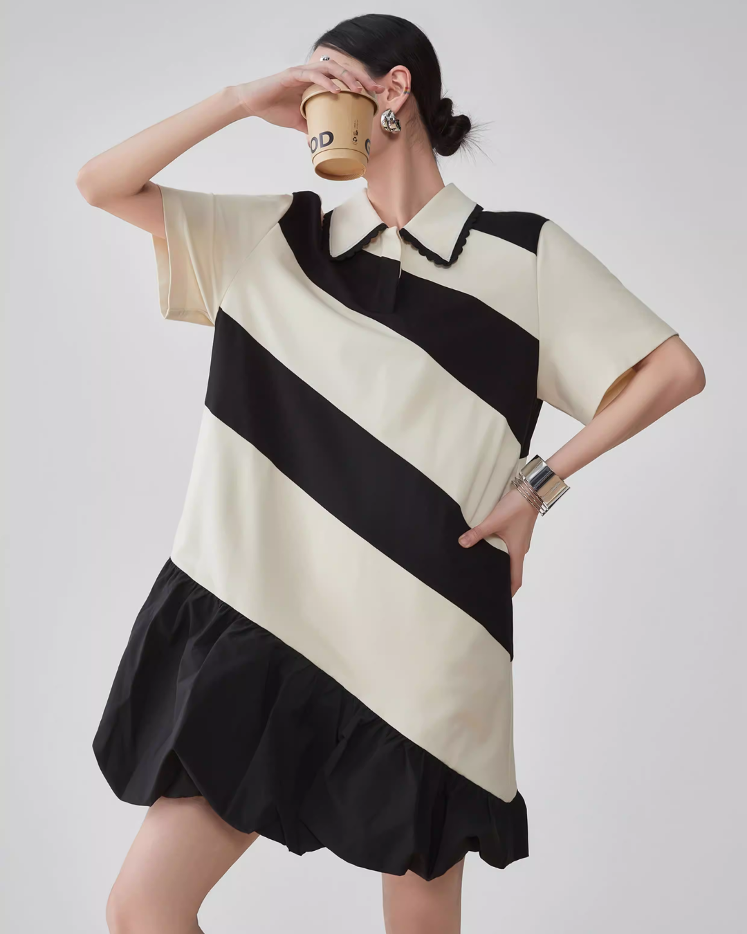 Polo Collar Color-Blocking Dress FER0112