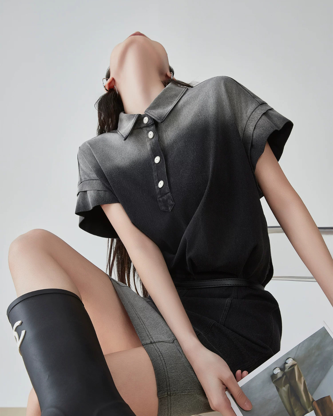 Gradient Polo Shirt Dress FER0156