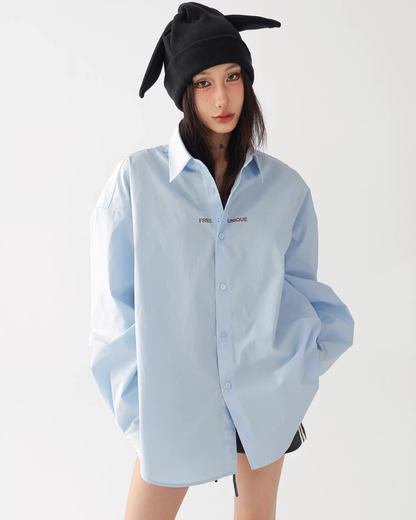 Letter Print Long-Sleeve Shirt ACS0364