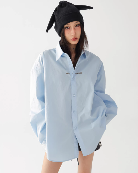 Letter Print Long-Sleeve Shirt ACS0364