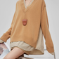 V-Neck Long Sleeve Knit Docking Shirt FER0037