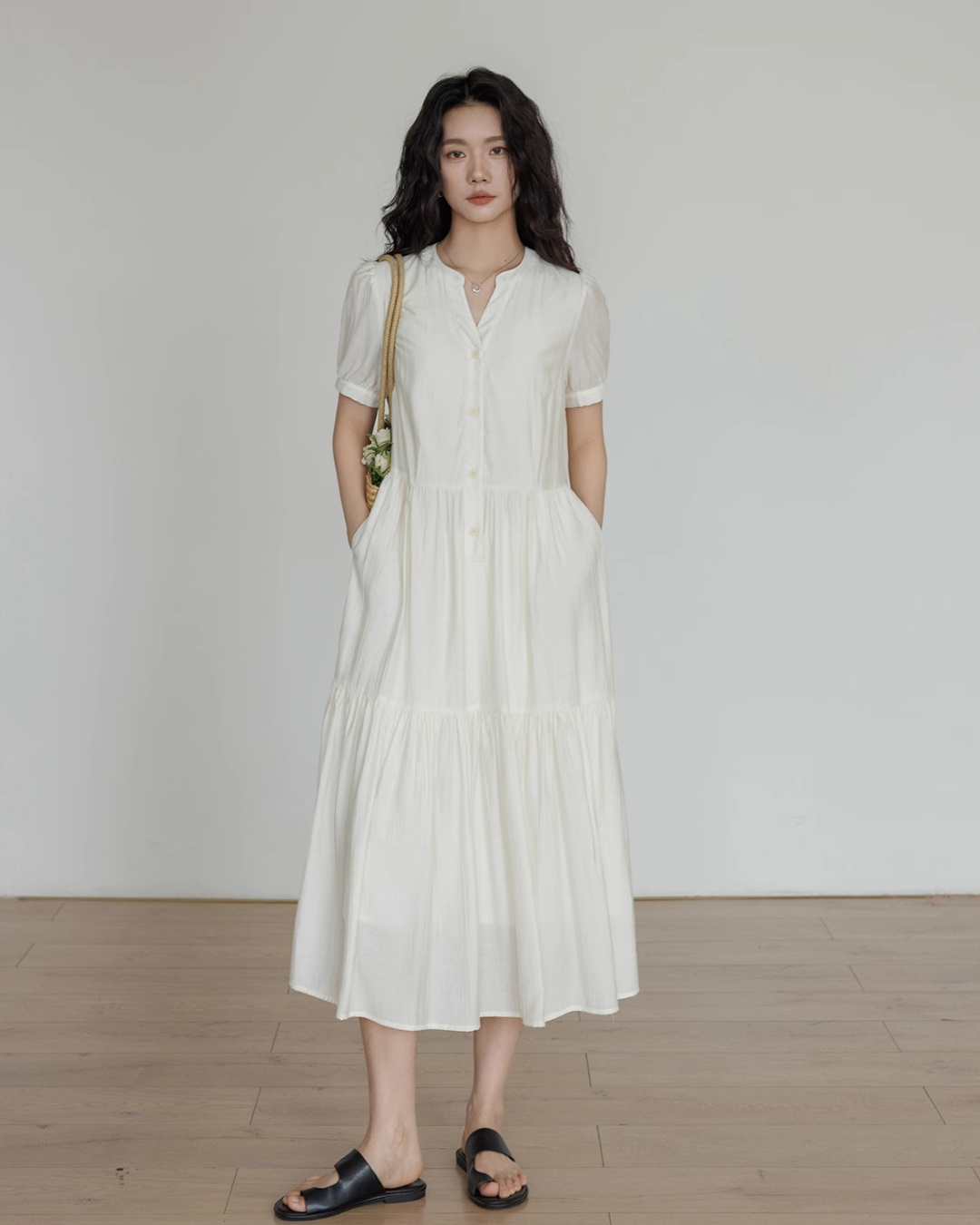 Natural Tiered Dress VAS0018
