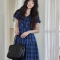 Checkered Long Flare Dress SMS0024