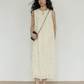 Flower Embroidery Pearl Button Long Dress VAS0203