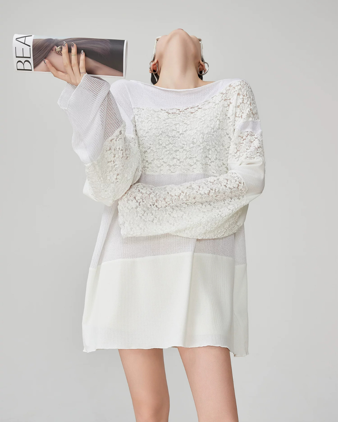 Patchwork-Style Lace Switch Tunic FER0266