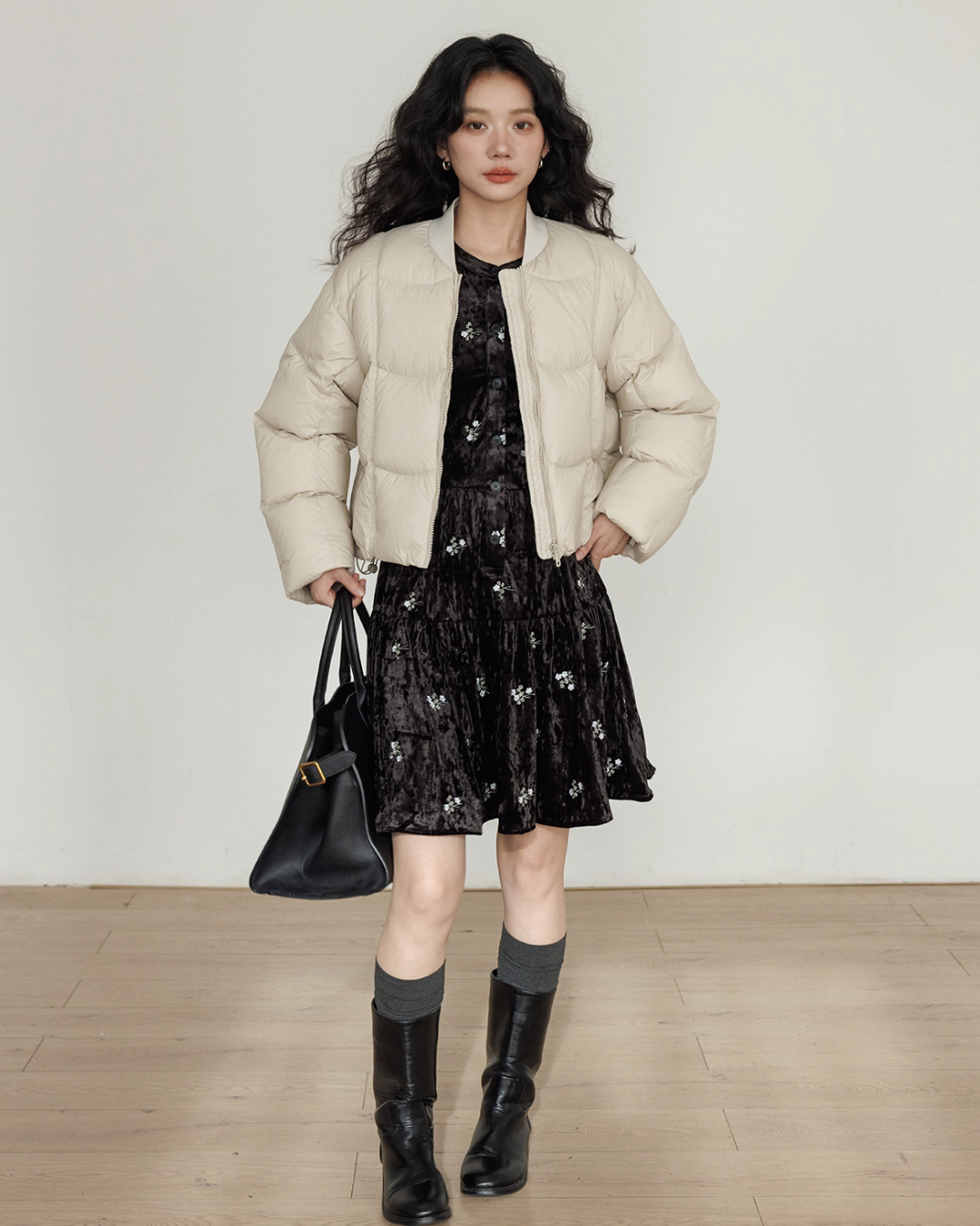 Crew Neck Short Puff Jacket VAS0176