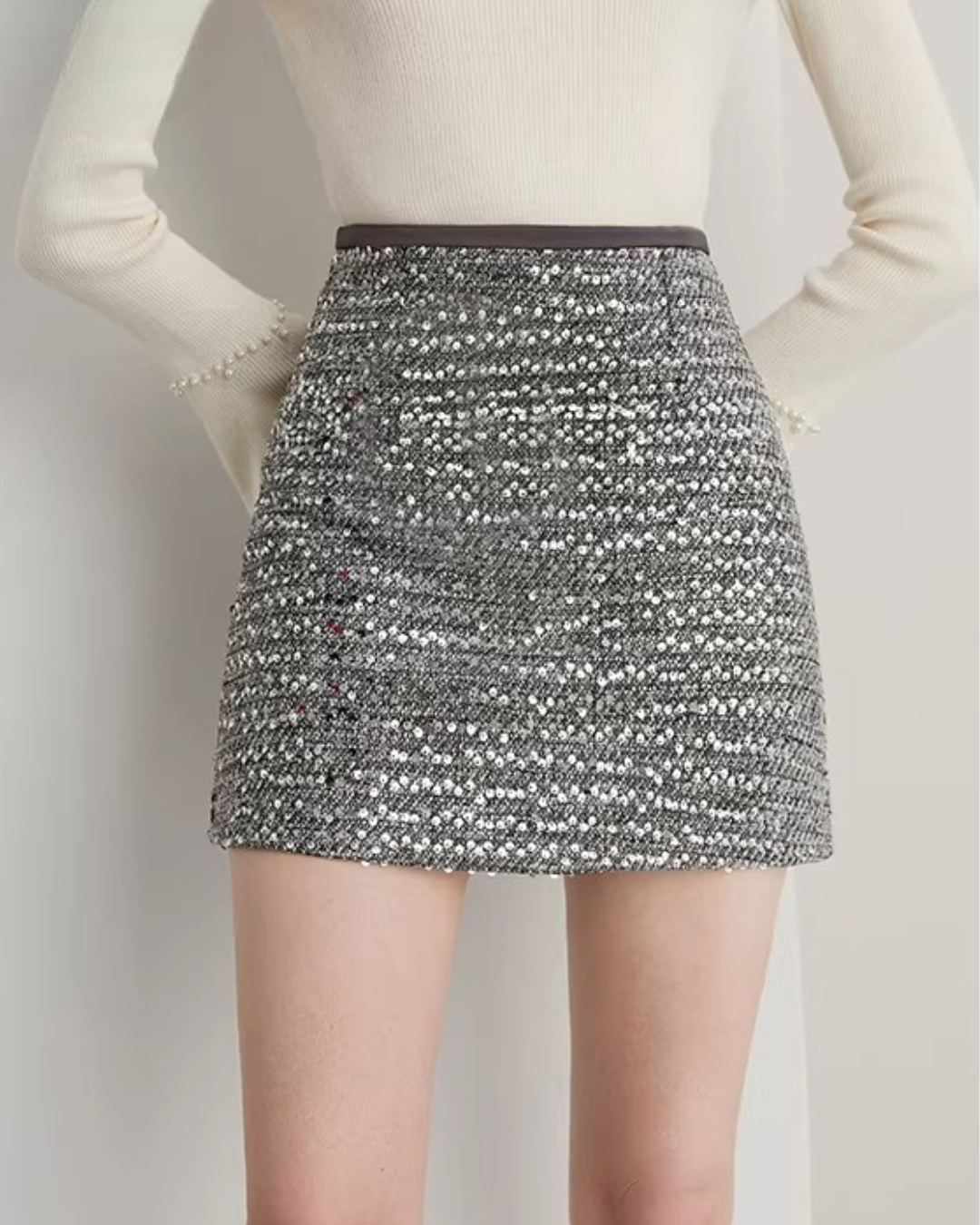 Champagne Tweed Mini Skirt DPY0077