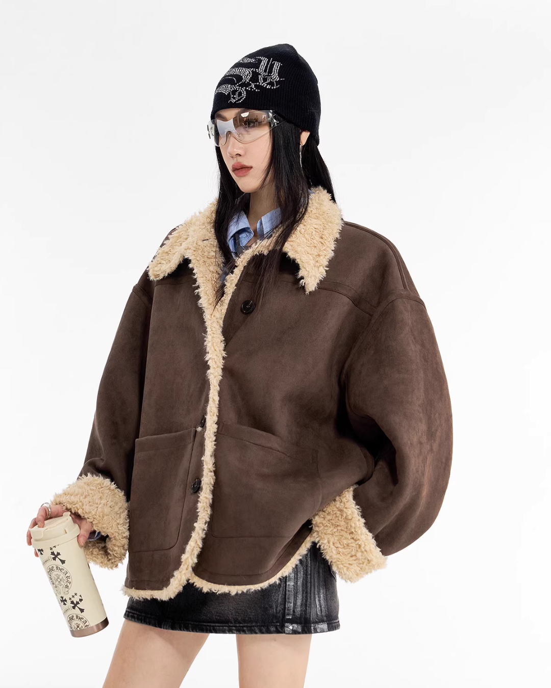 Stand Collar Mouton Coat ICM0106