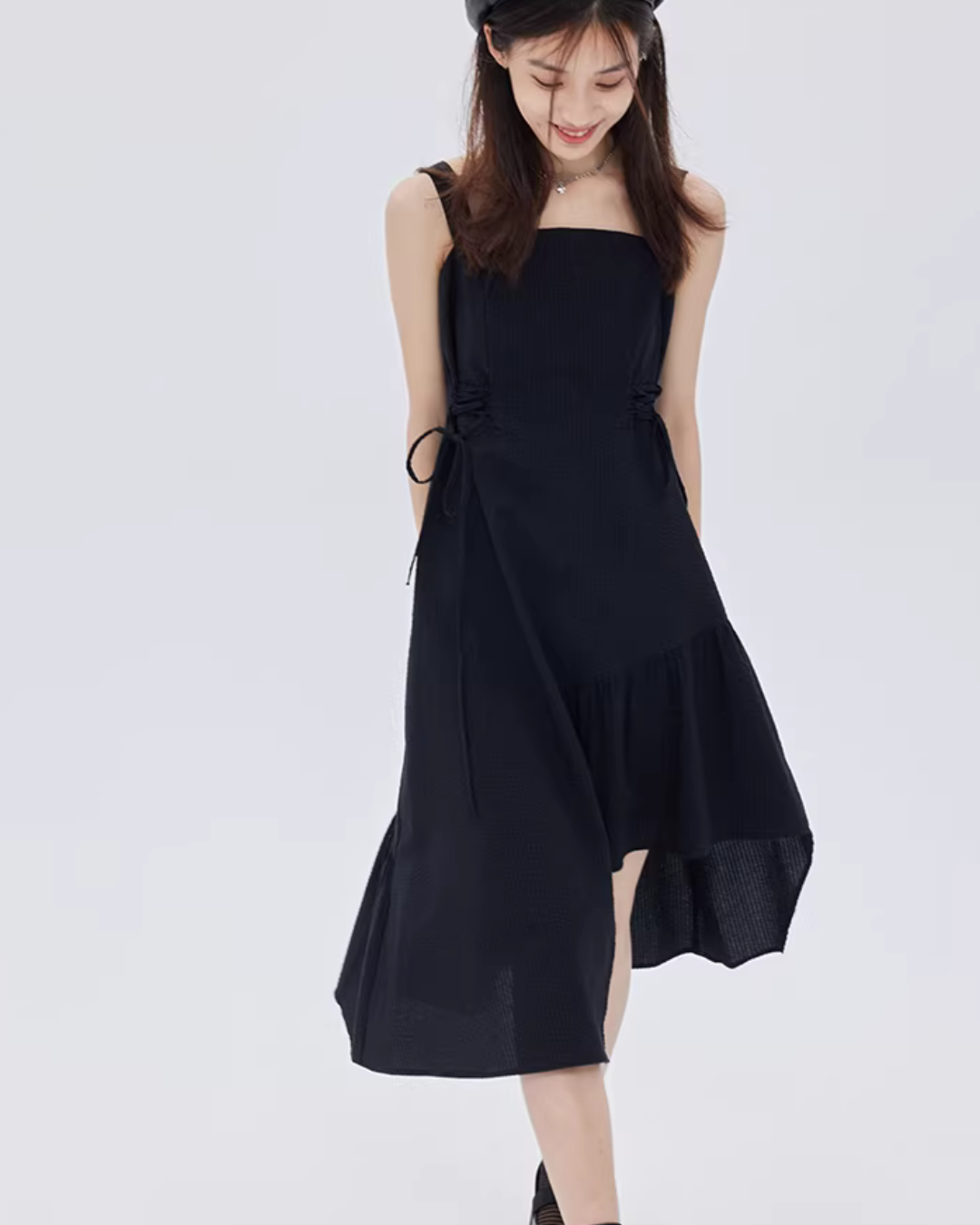 Square Neck Asymmetry Dress SHN0045