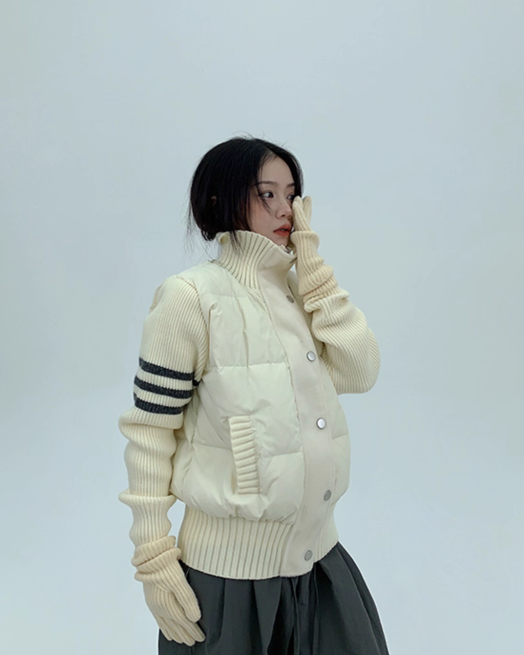 Down Vest Knit Sleeve Jacket YLS0995
