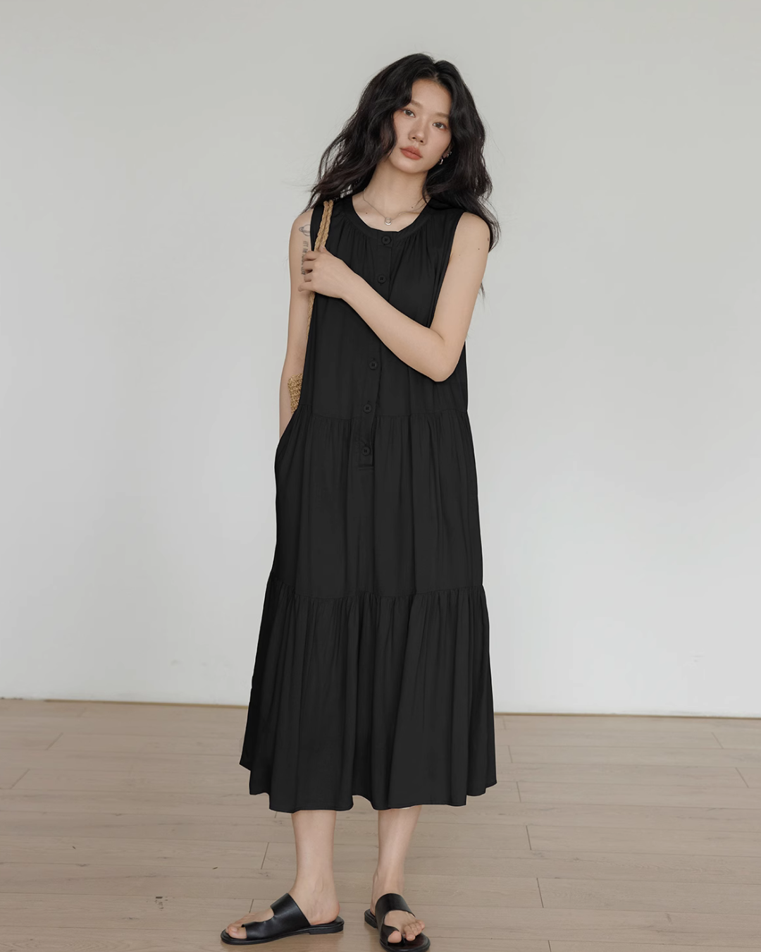 Tiered Gathered Long Dress VAS0119