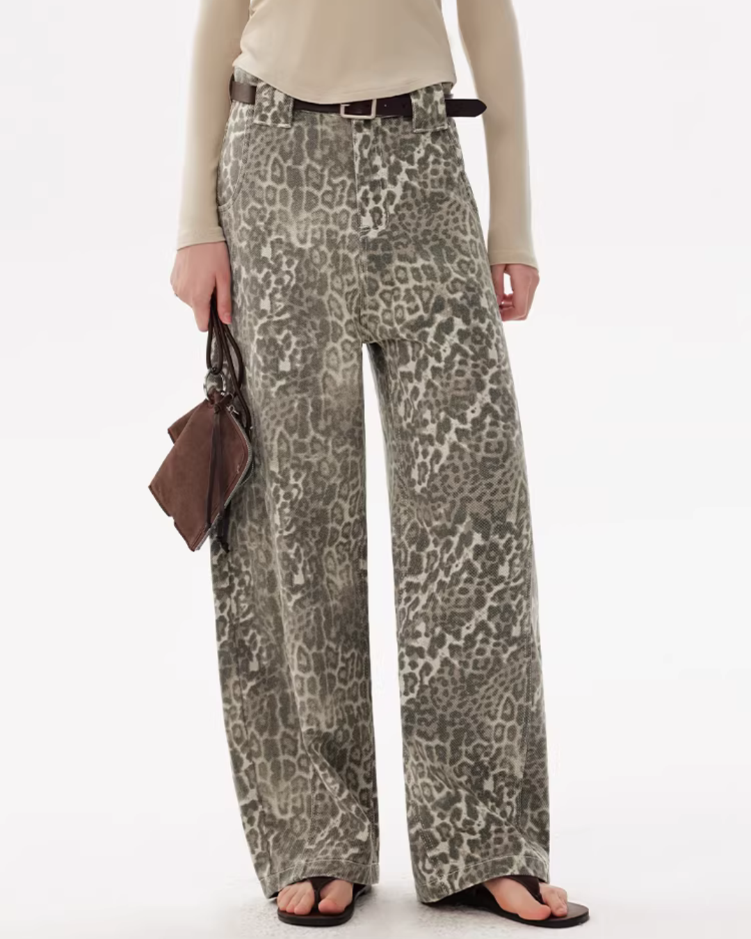 Leopard Washed Curved Pants DEP0002