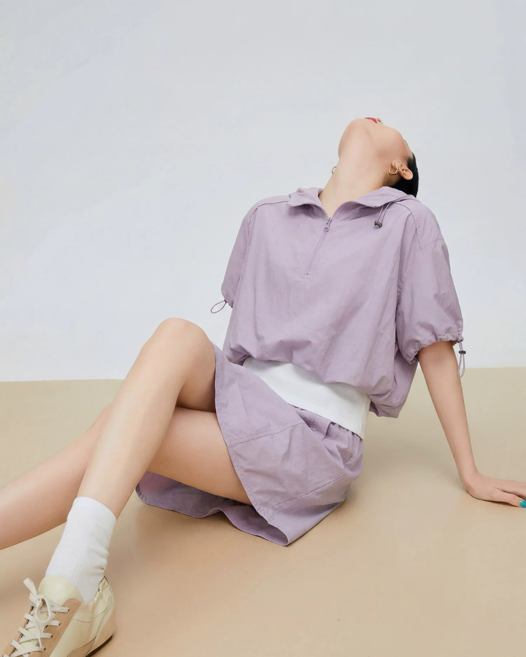 Nylon Hooded Tops / Mini Skirt FER0330