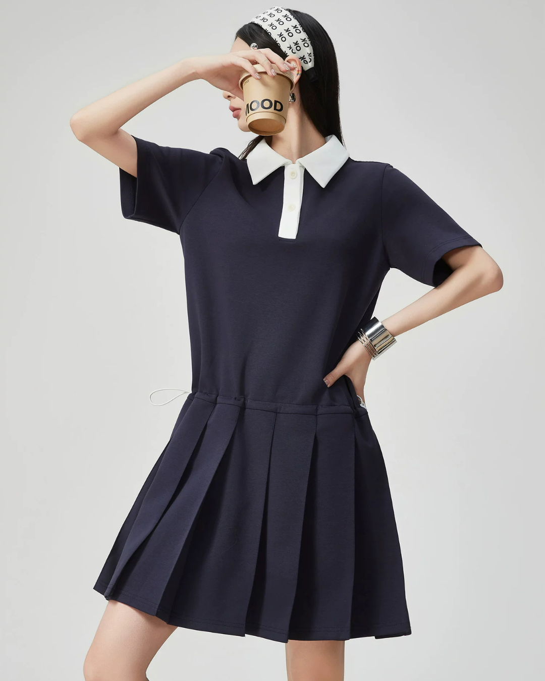 Pleated Cleric Polo Dress FER0207