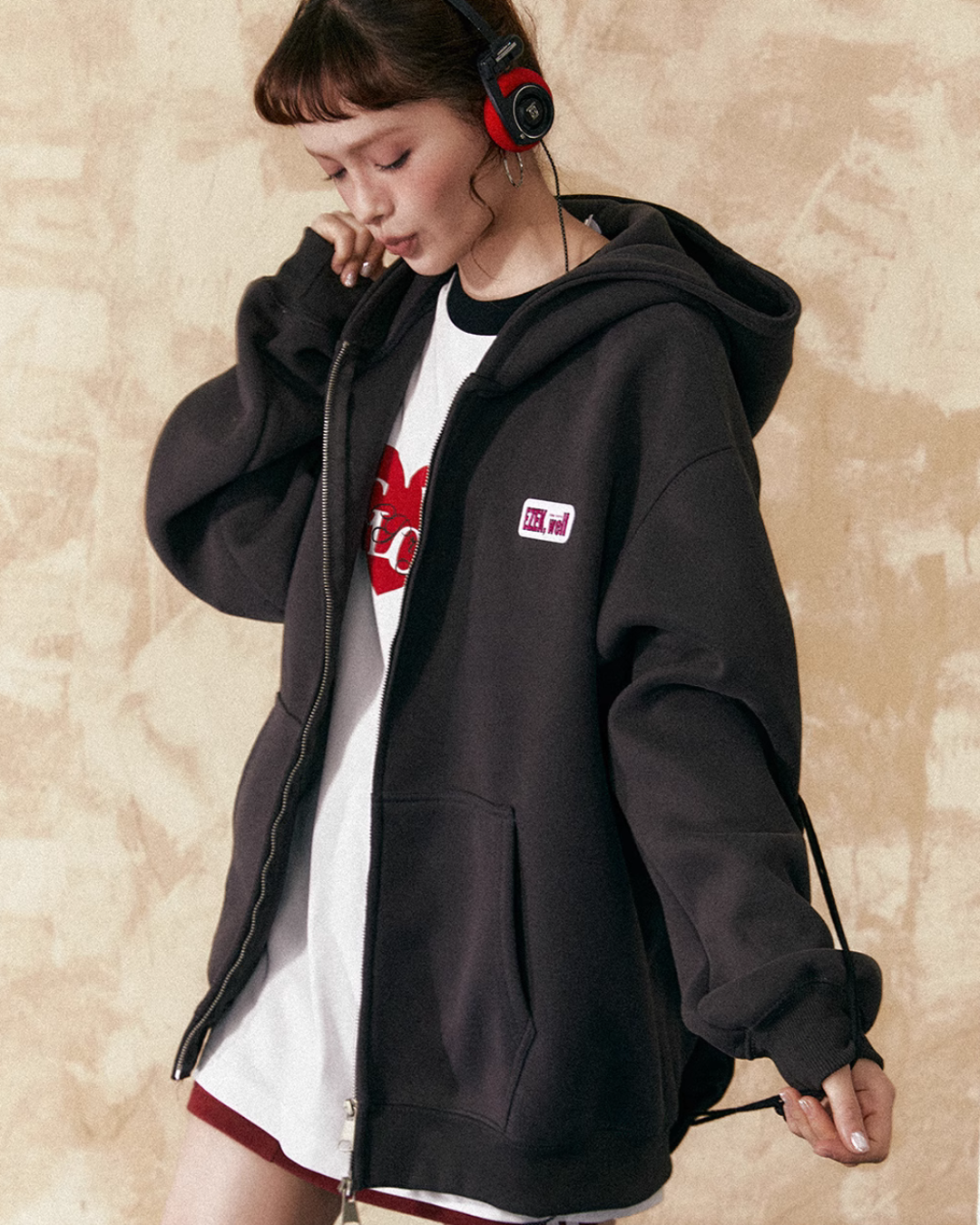 Patch Big Zip Hoodie EZK0042