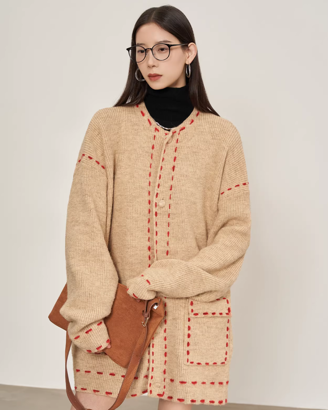 Stitched Embroidery Knit Cardigan SUY0034