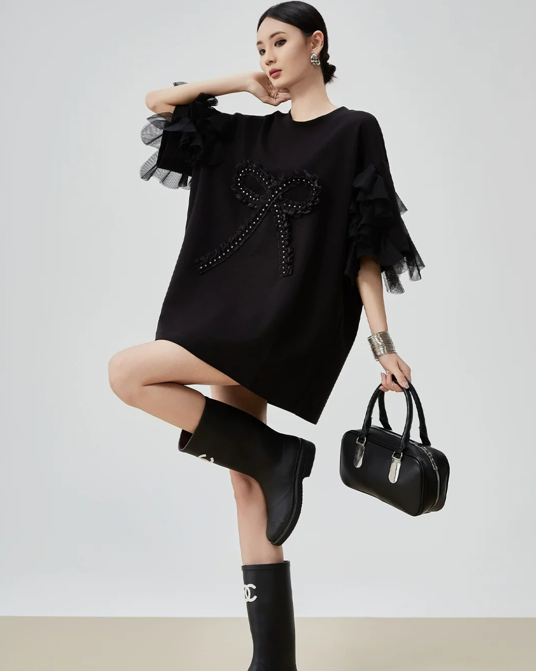 Ribbon & Tulle Frill T-Shirt FER0189