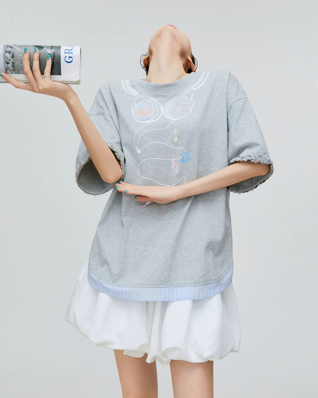 Headphone Print Short-Sleeve T-Shirt FER0168